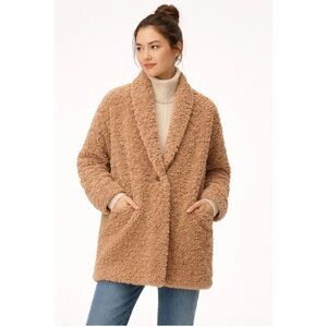 Aritzia Wilfred Free Golden Brown Teddy Coat Lined Size Large